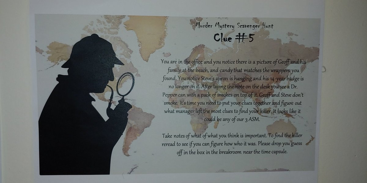 CatriniaHarris's tweet photo. Today is Sherlock Holmes birthday. To celebrate #thd8552 made a murder mystery to see who the killer might be! Who do you think it is?
#hd8552 @wjessup17
@steveblevins114 @LindaWill016 @GeoffLambertTHD @whitsett_a https://t.co/z2B2njZWmJ