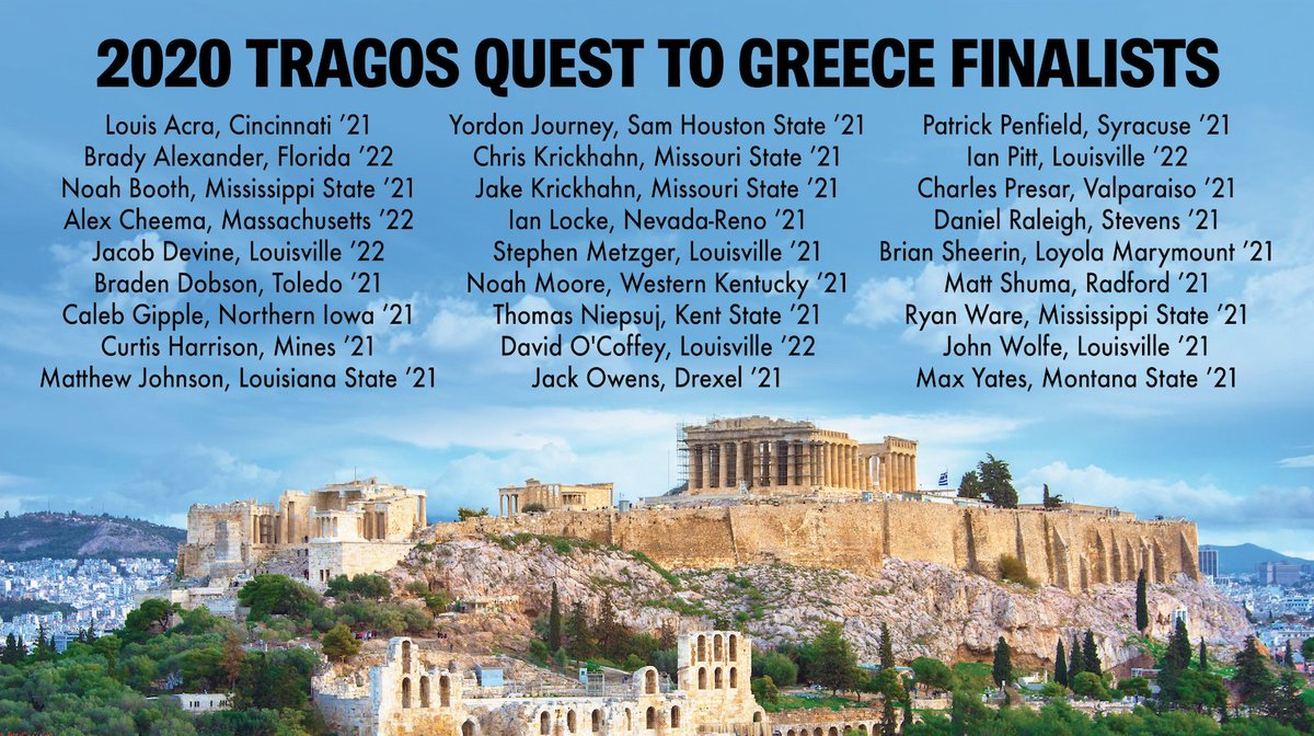 Congratulations to our 2020 Tragos Quest to Greece finalists! 
🇬🇷 🌟 🇬🇷 🌟 🇬🇷 🌟 🇬🇷 
We look forward to seeing these brothers at the Carlson Leadership Academy to see if their name will be called to take part in this once-in-a-lifetime experience. Best of luck, everyone!