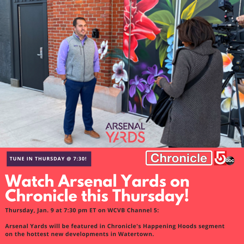 Tune in Thursday January 9th on WCVB Channel 5 and check out the feature on Arsenal Yards! #ArsenalYards