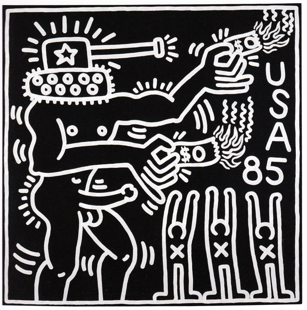 KeithHaringFdn's tweet photo. These 2 pieces were painted in 1985 &amp; 1982 respectively but feel extremely poignant in our current times. May peace prevail ☮️. https://t.co/Ntia2bqC3X