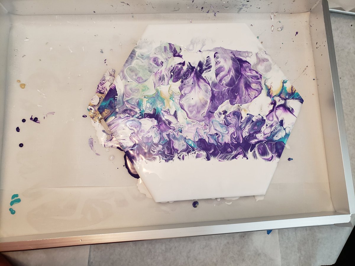 CelticSpoonie's tweet photo. Pushing it before the holidays means major flare after the holidays. 

But... I'm painting again, trying to work through my feelings around a lot of stuff. 

#chronicpain #chronicillness #creativewhilesick #acrylicpainting #pourpainting https://t.co/4wNRhDOWRh