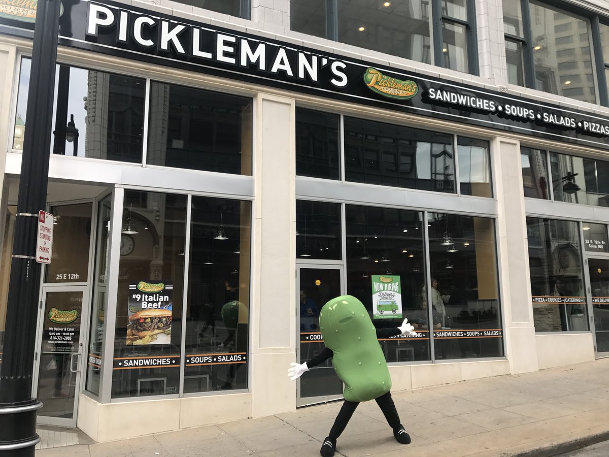 JoyceKC's tweet photo. Nearly four years after it was announced, Pickleman's Gourmet Cafe is now open at 25 E. 12th St. in downtown #KC #picklemans https://t.co/aNOqPK0Oi9