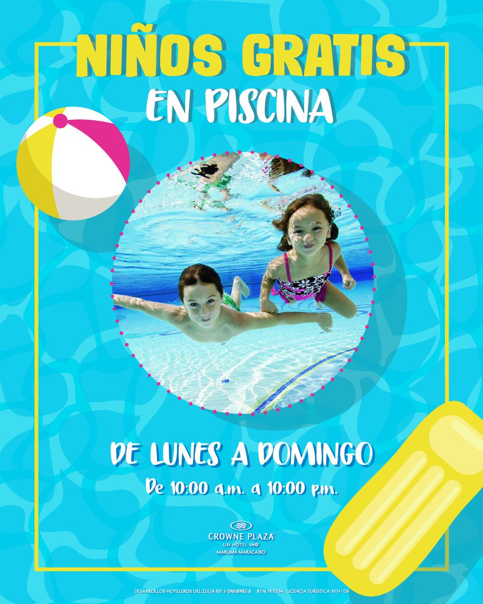 MarumaHotel's tweet photo. ¡Visítanos! ☀🌴 los niños a partir de 1 año hasta los 12... entran GRATIS a la piscina 💦
.
#CrownePlazaMaruma #Maracaibo #Hoteles #PromosMcbo https://t.co/VG5nR8Rwm9