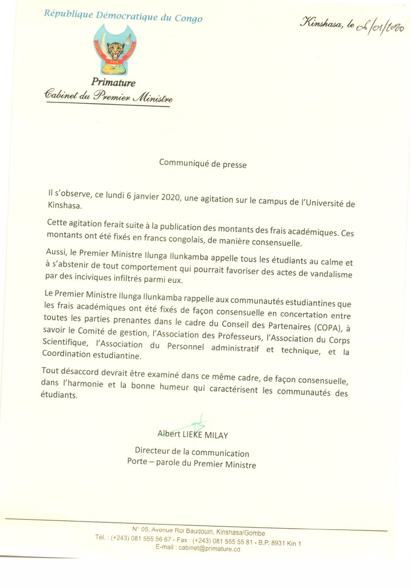 Primature de la République Démocratique du Congo tweet media
