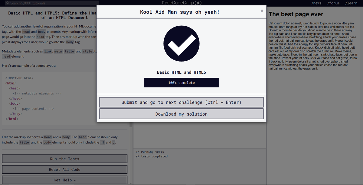 MayoMJ4's tweet photo. Planned to have two coding phase each day, one in the morning and the another one in the evening or at night 
Second phase of #Day1 of #100Daysofcode 
More excited than ever ❤️💪💪💪
Managed to finish the #Html basic 
Starting the #BasicCSS
#Freecodecamp 
#happycoding https://t.co/KfNi0JAetp