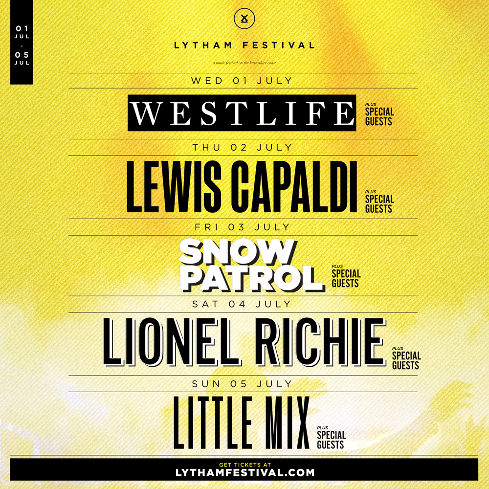 Back to work blues?? Give yourself something to look forward to this Summer!

Tickets on sale now at LythamFestival.com
