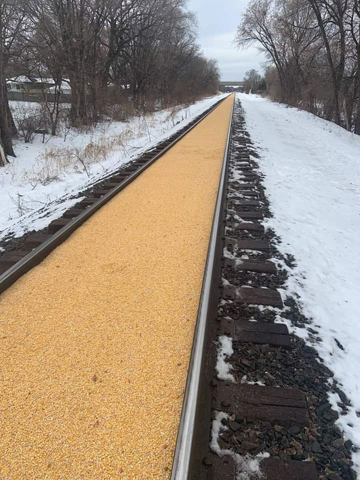 380kmh's tweet image. apparently a freight train in Minnesota was leaking corn