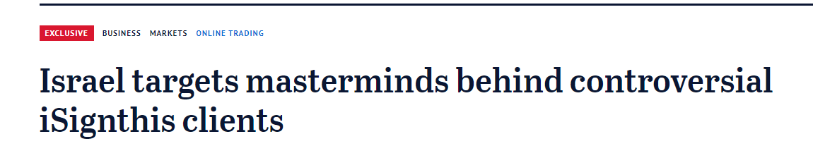  #isignthis have been copping alot of heat for accidently mistating earnings but also where those earnings are coming from.  https://www.smh.com.au/business/markets/israel-targets-masterminds-behind-controversial-isignthis-clients-20191031-p53625.html