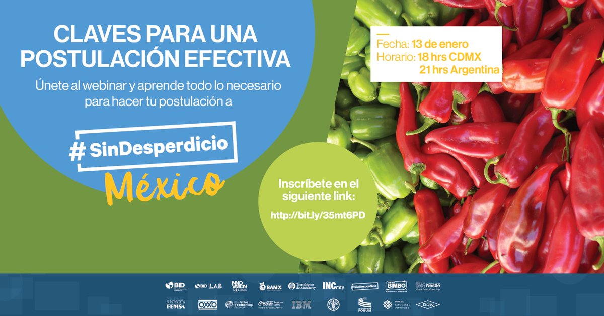 DisruptivoTV's tweet image. ¿Quieres subir tu propuesta a #SinDesperdicioMexico pero tienes dudas? ¡Este encuentro es para ti!  😉🤓
Anotate al zoom aquí👉 bit.ly/35mt6P
Y conoce sobre más de #SinDesperdicioMéxico 👉  sindesperdicio.net/concursos/

@el_BID  @SocialabMx