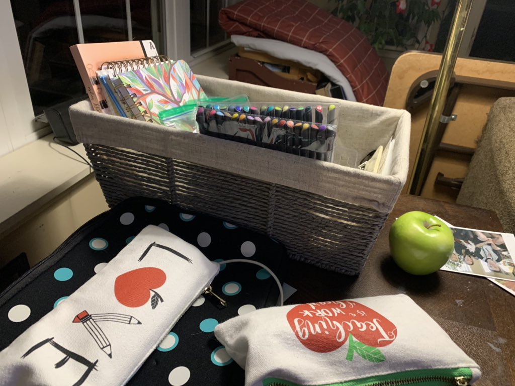 LitCoachLady's tweet image. A2. I’ve created a basket of writing tools that I keep in my living room. They are all within reach at a moment’s notice when inspiration strikes and as a reminder. #Teachwrite
