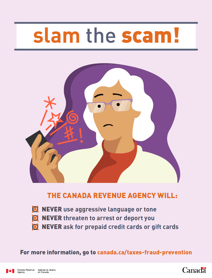 TPSOperations's tweet photo. SCAM ALERT: Police Services, Canada Revenue Agency, Immigration or any other gov't organisation will NEVER EVER threaten you or anyone else with arrest or demand payment with gift cards, Bitcoin or cash. Do not fall victim to these scammers; know your rights! SLAM THE SCAM!!
^rr https://t.co/cWGQk577Xg