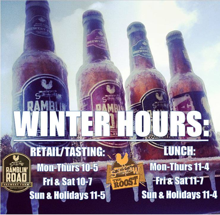 Winter hours are here - come on out for some #NorfolksBestBrew and <a href="/PicardsOriginal/">Picard's</a> snacks!  #MatchMadeInNorfolk