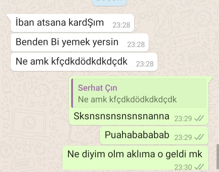 Tanımadığım bı çocukla atistik annesine küfrettim sonra buldum cocuğu iban atta yemek ismarliyim dedim umarım ayıp etmemisimdir