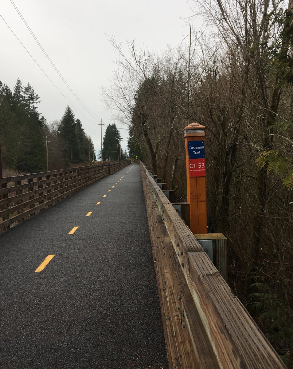 Gigharborguide's tweet photo. Cushman Trail Safety Update: City of Gig Harbor, in coordination w/local emergency responders,@PenMetParks &amp; @MyTPU, funded &amp; installed Emergency Locator markers every 1/2 mile &amp; corresponds to GPS locations to help first responders find trail users more quickly &amp; efficiently. https://t.co/0ciEtXNvwI