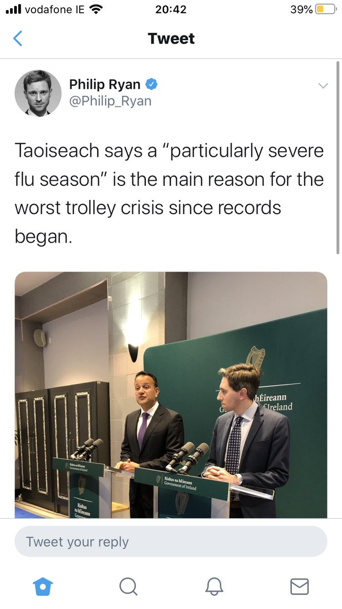loreillysf's tweet photo. What was the excuse in October? Beyond a joke that the Taoiseach is blaming the flu for the ever present capacity crisis in our health service?? https://t.co/Zcq8oAbKgW