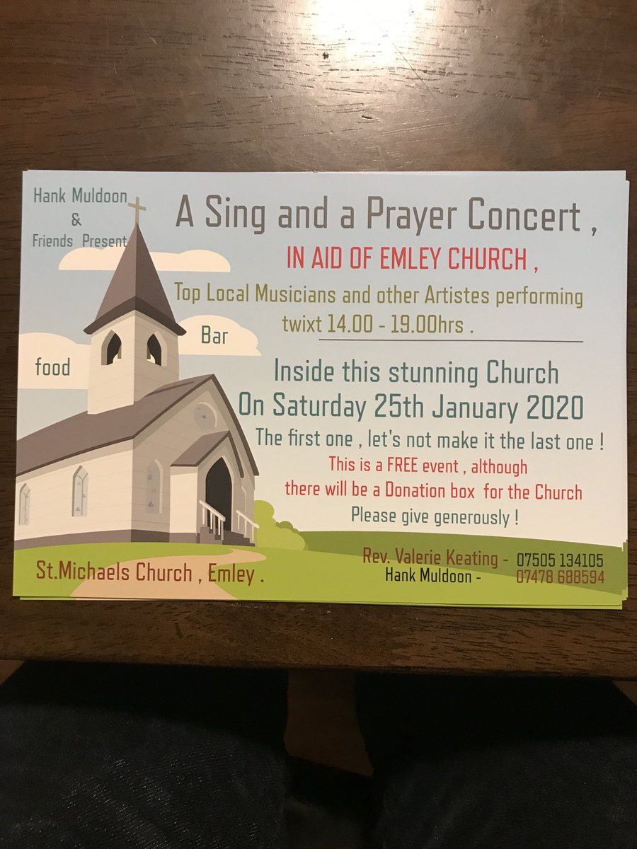 StMichaelsEmley's tweet photo. Join us on the 25th for a sing and a prayer https://t.co/h0NlfEsn2d