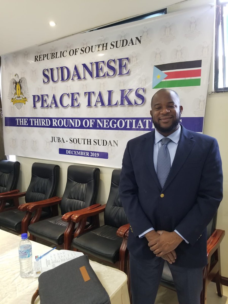 howardlawschool's tweet photo. @howardlawschool Associate Professor of Law Darin Johnson recently traveled to Juba, South Sudan to provide support to the historic Sudan peace process, in his capacity as a Senior Peace Fellow with the @PILPG.
#HUSL #HUSL150 #HUSLFaculty #PILPG #SudanPeaceProcess #LawyeringPeace https://t.co/K5W95zyt4s