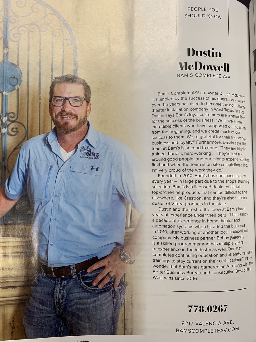 BamsCompleteAV's tweet image. Looking for a light read? Pick up the latest issue of Lubbock magazine and be sure to check out the article about Bam’s owner, Dustin McDowell.