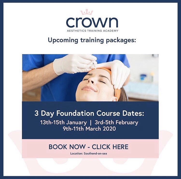 TrainingCrown's tweet image. Foundation Botulinum Toxin &amp;amp; Dermal Filler 3 day course for medical professionals wanting to commence a career in aesthetics.

Our courses are delivered by nurses for the medical profession, covering both theory and practice.

Our courses are delivered in Southend on Sea, Essex.