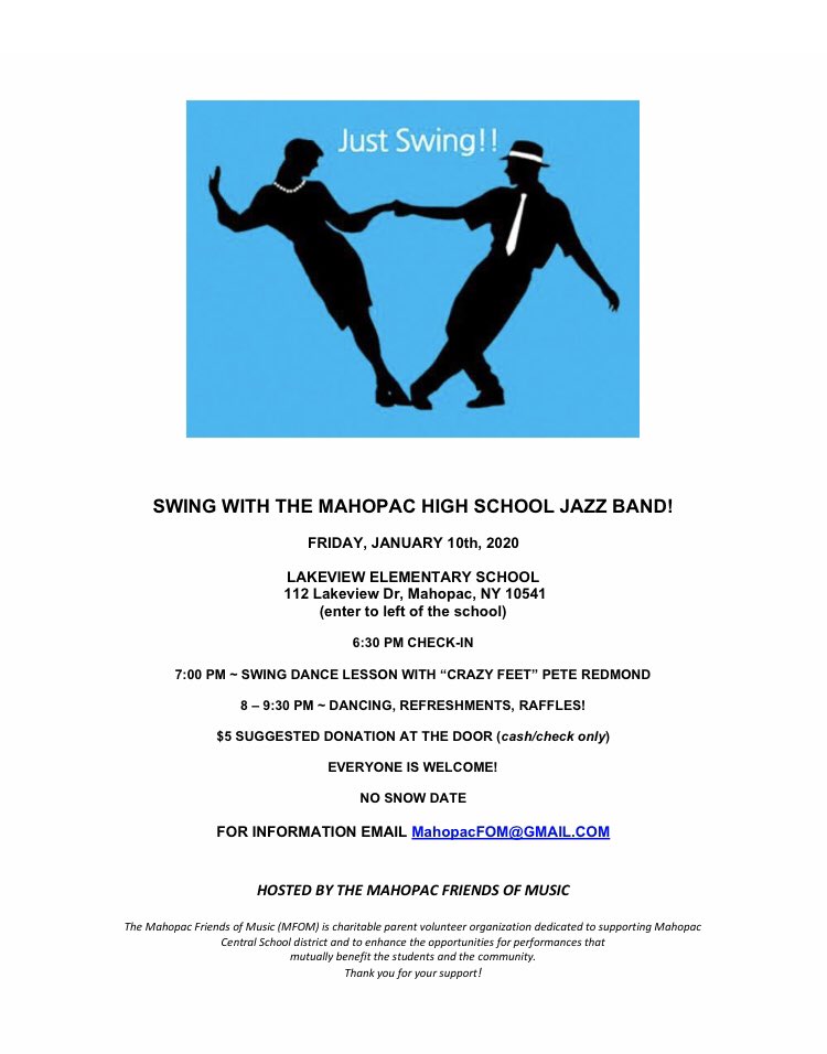 MahopacSchools's tweet image. Join the Mahopac High School Jazz Band this Friday! #MahopacWay