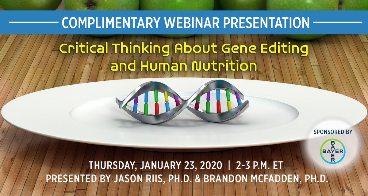 Join us Thurs., 1/23 for a free webinar that builds on a 2019 survey of our readers on critical thinking. <a href="/jason_riis/">Jason Riis</a> &amp; <a href="/McFaddenAgEcon/">Brandon McFadden</a> will discuss survey results + describe discussion patterns &amp; reference specific examples from current commentators. ce.todaysdietitian.com/GeneEditing