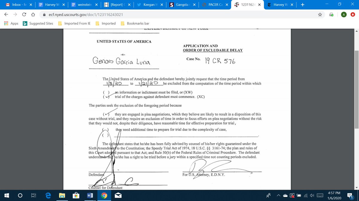 Court papers filed today in the case of Genaro Garcia Luna, Mexico's former top cop charged w/taking millions from the Sinaloa drug cartel, confirm that he is engaged in plea negotiations to settle his case with federal prosecutors in Brooklyn.
