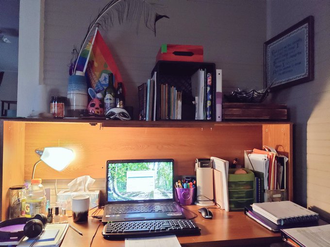 Finally got my work desk cleared and set up. Working on cleaning my computer and running a defrag. Soon