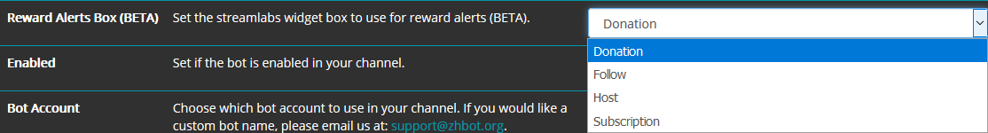 ZHBot_org's tweet image. New beta feature on ZHBot - Reward Alerts.

Using the Streamlabs API, the ZHBot can now create custom alerts on your stream.
Requires tracking.
You can set the text colour and if enabled per-alert.
You can set the Widget Box to use for the alerts.
Example: clips.twitch.tv/CloudyConfiden…