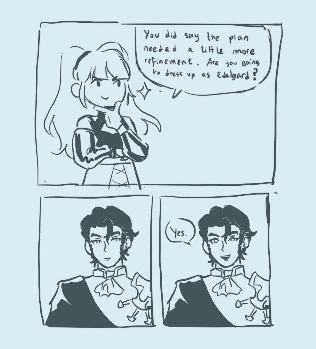 *immediately doodles this after getting the dialogue* 