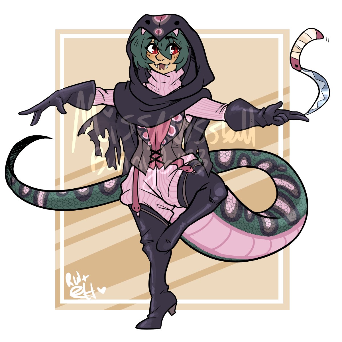 Miss_mossball's tweet photo. Adopt-a-day: #6
A snakey thief!
Price: $25 USD
#adoptable #adopt #adoptaday #doodleheaven #dnd #fantasy #snake #theif #rogue https://t.co/mJBqJ1OSSH