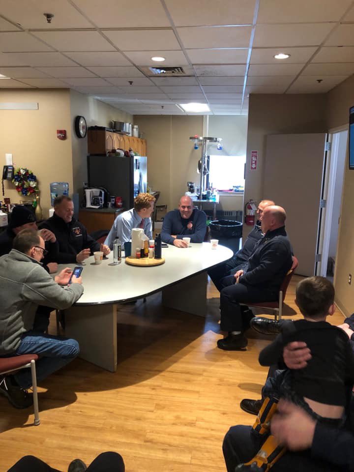 Nice to see Representative Joe Kennedy today. He stopped by the Whitman Firehouse to discuss issues facing the fire service in Massachusetts. <a href="/joekennedy/">Joe Kennedy III</a>