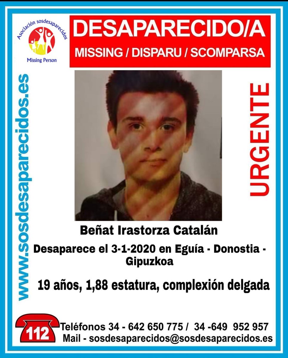 🆘️ #Urgente ⚠️
Este es Beñat y ha #desaparecido en #Donostia #SanSebastian #Gipuzkoa
¿Lo has visto?
☎062
☎091
☎112
Dale RT, no te cuesta nada y puede ayudar mucho