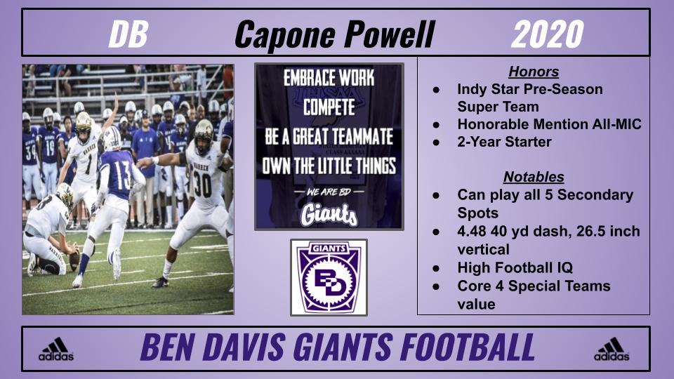 BenDavisFB's tweet photo. Capone Powell (DB) 
Highlights: https://t.co/Tif2uC1hZG https://t.co/t9KIPD6953