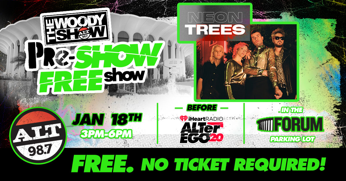 ada_music's tweet photo. Don't miss @neontrees performing their new single #UsedToLike & more on Saturday 1/18 at @TheWoodyShow's Pre-Show FREE Show via @ALT987fm! #iHeartALT π€ https://t.co/a2ti2kBdux