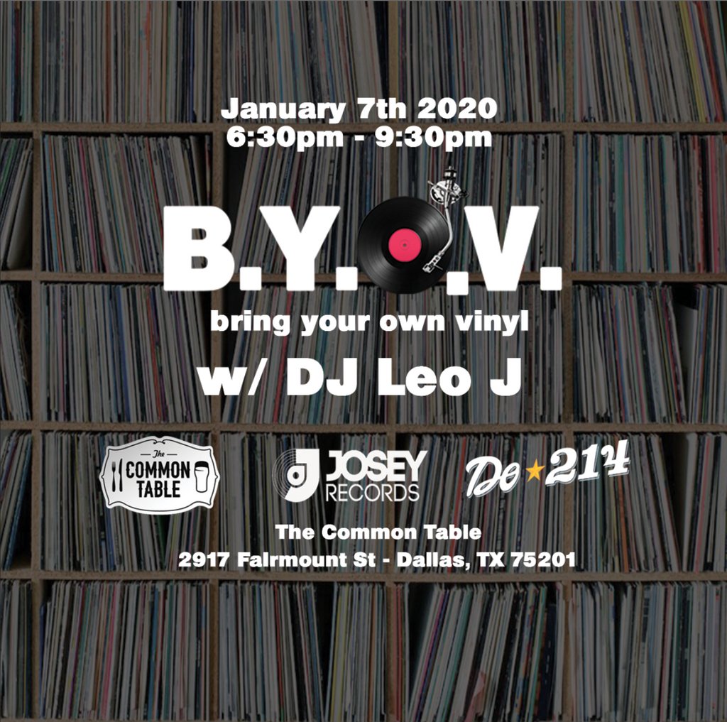 TooFreshDTX's tweet image. #BYOV at @common_table tomorrow with @_leoj_ X @JoseyRecords x @Do214 X . Bring us your records to play. Enjoy some great grub and drinks while we play your viny!l! #DallasMusic #ThingsToDoInDallas #dfwmusic #Vinyl
