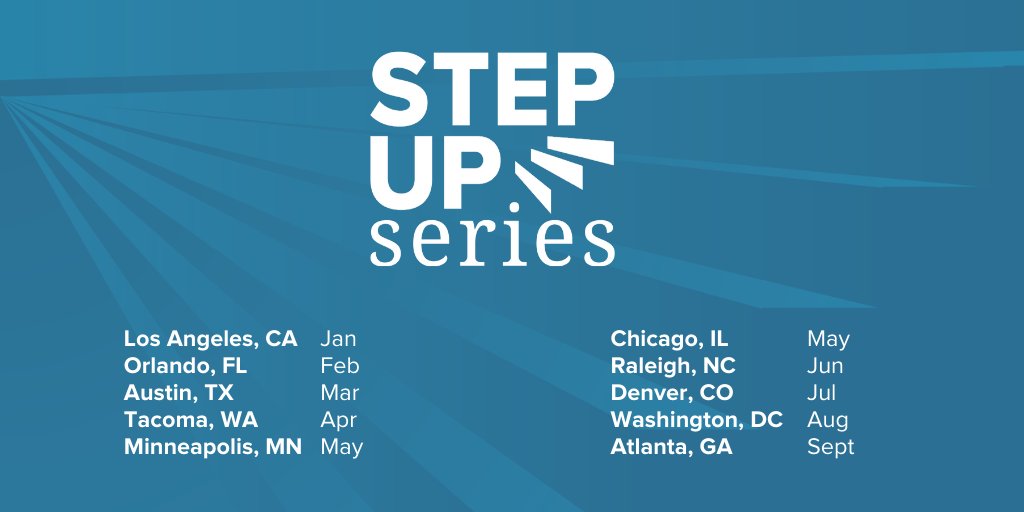 NEOGOV's tweet photo. We're excited to announce our new Step Up Series, a series of ten free events across the U.S.!  Learn more and sign up to be notified when NEOGOV is in a city near you in 2020! https://t.co/yZOC5rqQDD #IntelligentHR #networking #events #publicsector #highered #2020 https://t.co/H26QtSyg5h