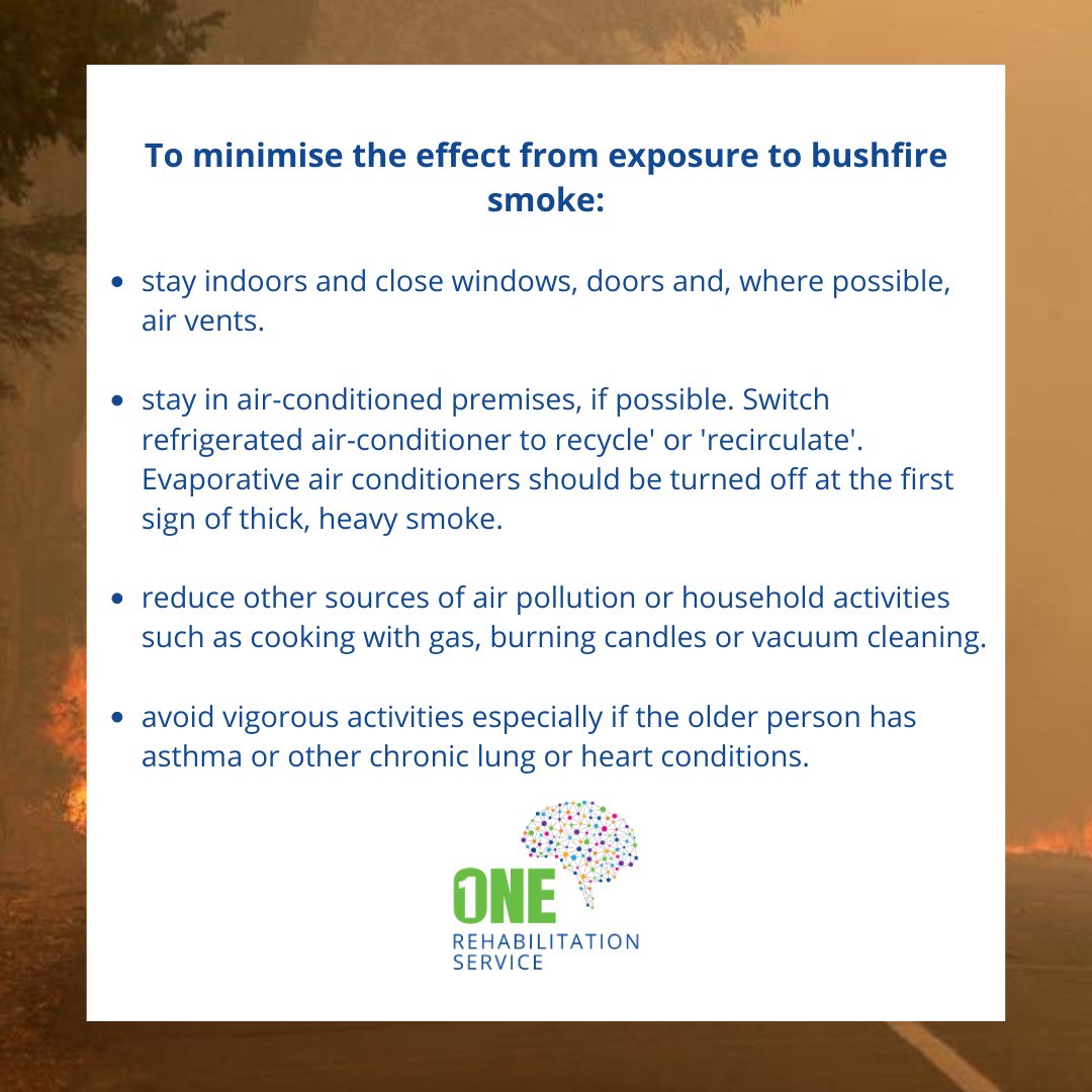 Some advice for Australians with Acquired Brain Injury and other Neurological Conditions who may be affected by the poor air quality resulting from the recent bush fire crisis. 
#bushfires #australianbushfires #bushfireheath #southaustralianbushfires #bushfiresmoke #donate