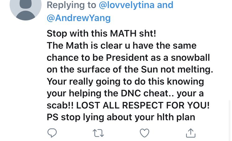 lovvelytina's tweet photo. You know when you start getting haters that you are doing something right!
Can’t wait to continue proving the nay-sayers wrong! They thought we couldn’t hit #4MilForYang! We’ll prove them wrong again!
Can’t wait to make @AndrewYang our 2020 president!
#YangGang #IowaForYang https://t.co/rH0F0Rj7f3