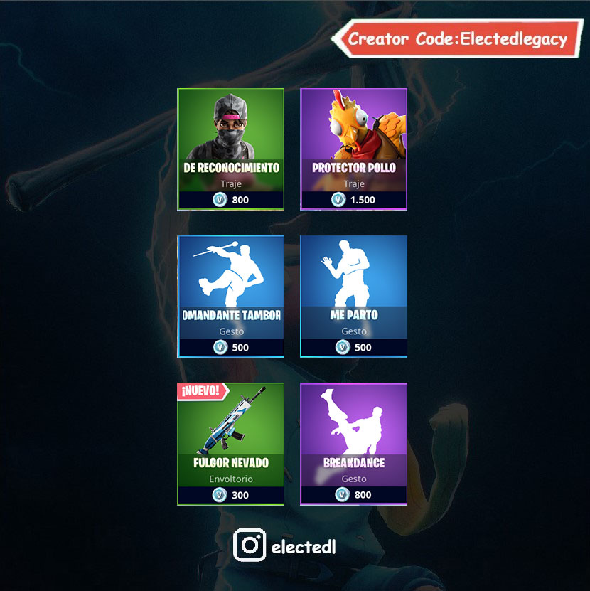ElectedLegacy's tweet photo. Aquí tenéis la tienda de hoy 
.
Comparte para apoyarnos🔥🎮🔥
.
❤Código Electedlegacy  en la tienda para apoyarnos y traer más contenido❤
.
.
.
.

#Electedlegacy #itemshop #fortnitechapter2 #frostyfortnite #goelected https://t.co/BcCZFbC9v4