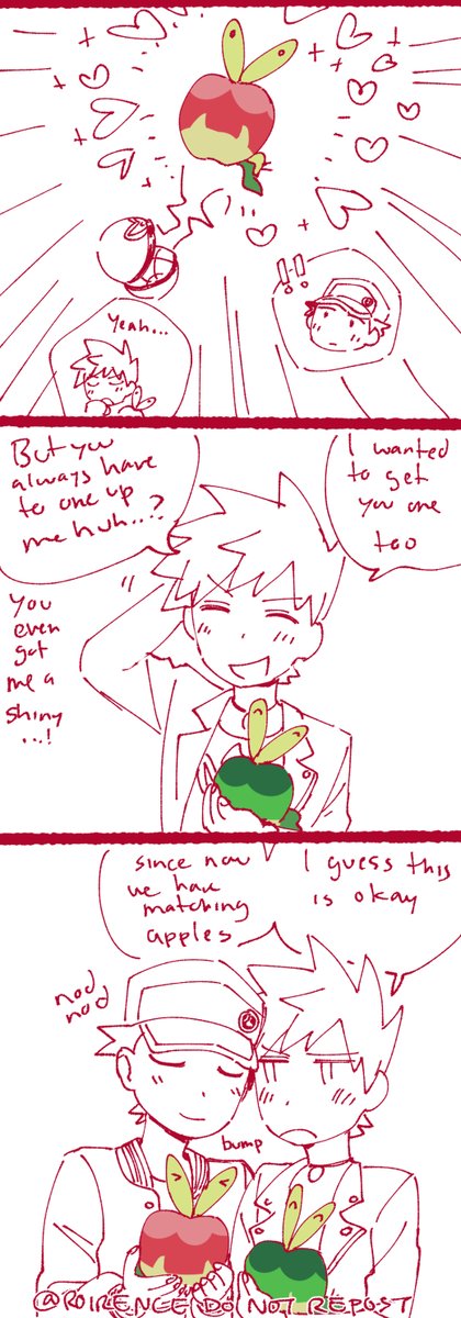 dumb namelessshipping comic about apples
i had something else planned but ran out of energy......