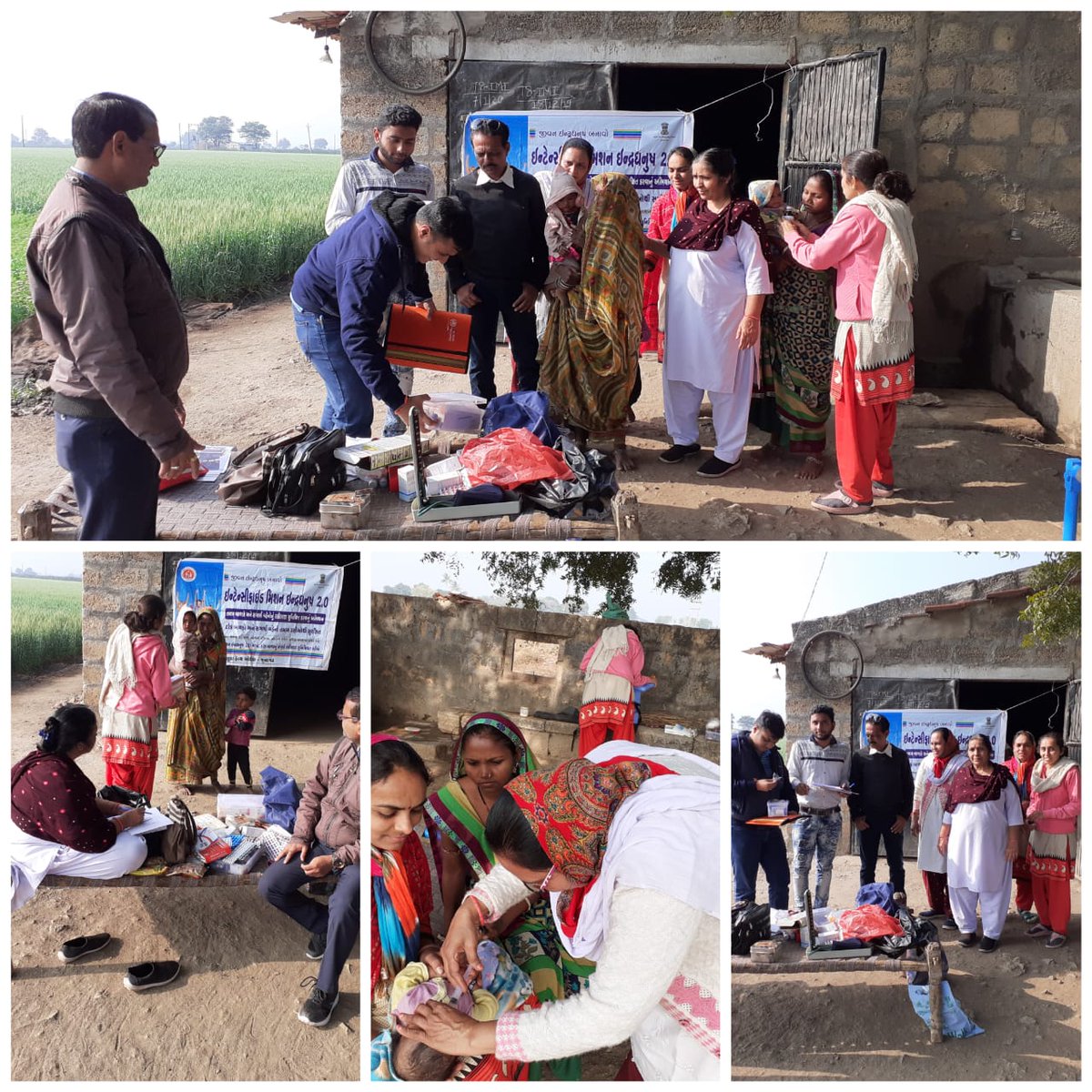 INTENSIFIED MISSION INDRADHANUSH ROUND COVERNG MIGRATORY LABOUR CHILDREN GIVEN IMMUNIZATION VILLAGE CHORVADI PHC KHADIYA JUNAGADH