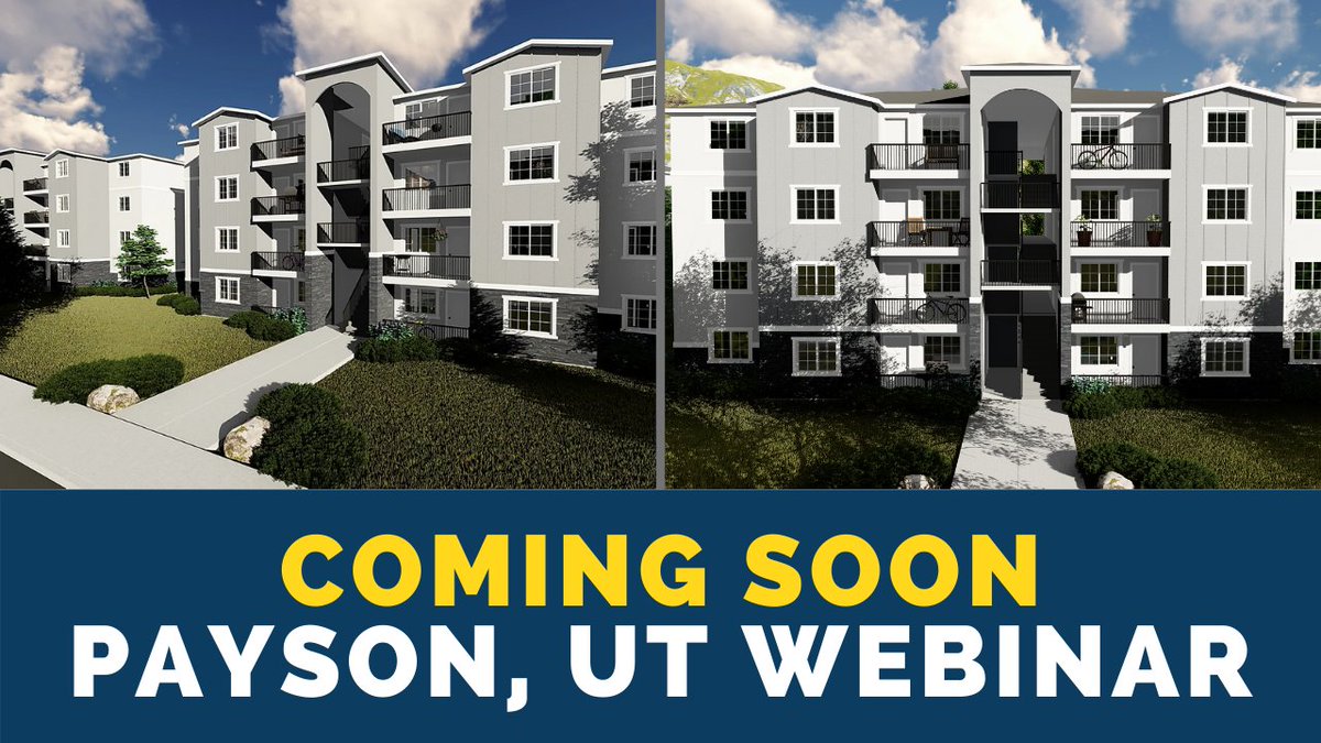 FIG_Multifamily's tweet image. Join us for a special webinar this Friday, January 10th at 12:00 PM MT! (RSVP Link: bit.ly/2s4fnj6)

We'll be diving into details on our project in Payson, UT. Construction on these #fourplexes begins March 2020, making them a possible option for a pending #1031 exchange