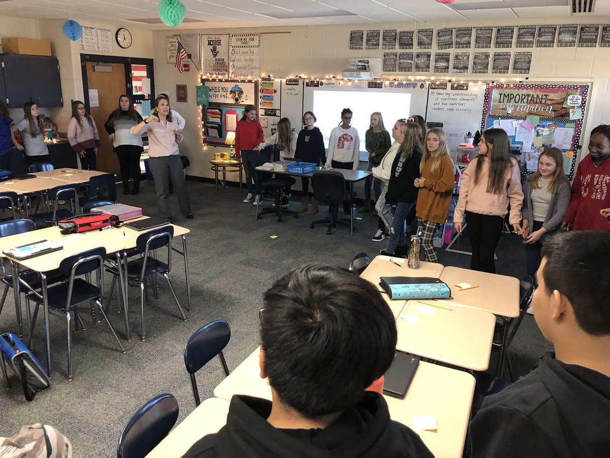 MissReilsRoom's tweet photo. What better way to start the new year than with Ms Coats leading our #6thgraders in a discussion on #empathy! #BHWarriorPride #BucketFillers https://t.co/hWkmXJDYFL