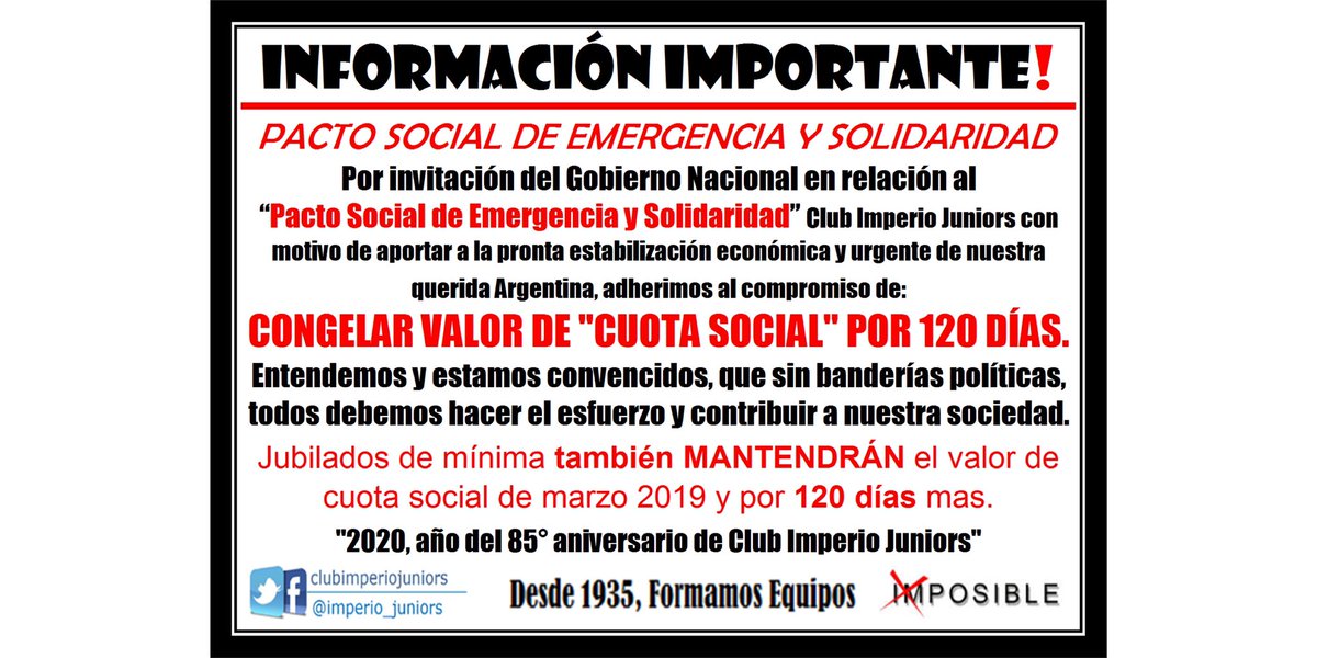 #PactoSocial #Comuna11
Alentamos en este esfuerzo a los comerciantes de nuestro barrio y entidades deportivas, en beneficio de un país más “justo y equitativo”
🤝Cuota Social $520
🤝Jubilados y Pensionados de mínima $200