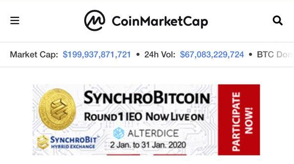 SynchroBit IEO reklamları Coinmarketcap.com'da!

#snbtoken #synchrobit #exchange #alterdice #p2pb2b #IDCM #Probit #IEO #Coinmarketcap