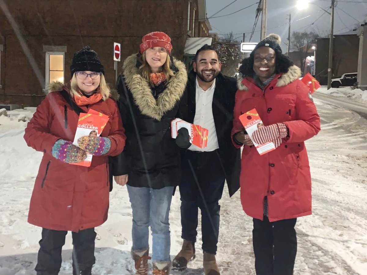 MitzieHunter's tweet photo. A little snow won’t slow us down! Had a great time canvassing with @LucilleCollard and her team in Ottawa-Vanier. It was great to have @LiberalBrenda join as well. #StrongLeaderStrongerFuture #onpoli #olpldr #OttawaVanier https://t.co/r6hMAZhQiR
