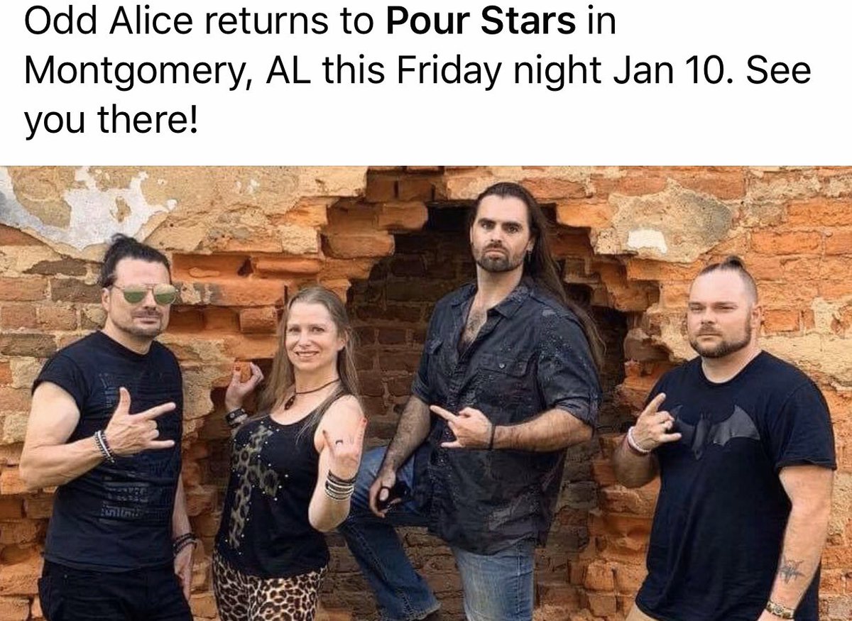 OddAliceBand's tweet photo. #oddalice #oddaliceband #pourstars #montgomeryalabama #livemusic https://t.co/tCYWfAPVkF