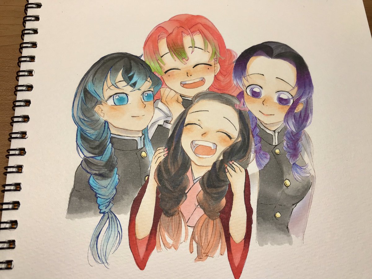 Twitter पर けたろう できた 三つ編み しのぶさんそんなに長くないよ 無一郎くん 三つ編みにしたらもっと短い とかそんなものは置いておいて 可愛く描けたので自画自賛 鬼滅の刃イラスト