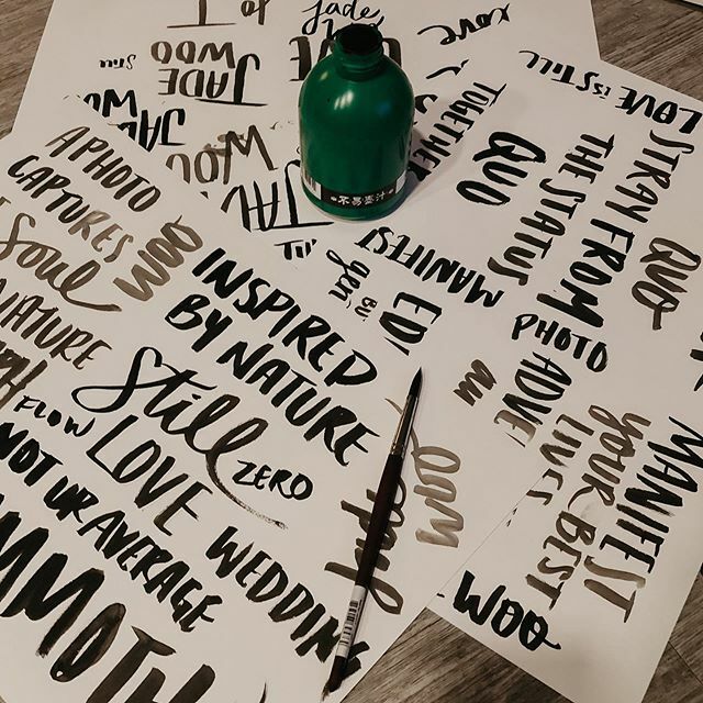 dynamoultima's tweet photo. Our client @jadewoophotos bringing us back to my roots of hand lettering with sumi ink! It’s how I designed our logo for our own business so I’m excited to play and experiment with this to see where it goes. 
The part you don’t see behind designing a bra… https://t.co/t4iGqibSF6 https://t.co/RhsAOuTTPI