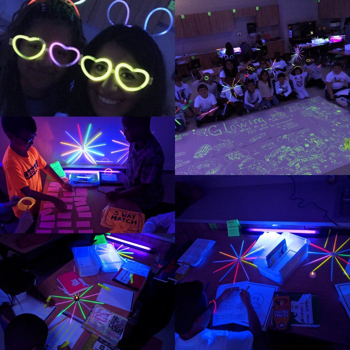 Holdenthird's tweet photo. Glowing into Math 2020 was a success! 
The kids enjoyed their math review today and I must say so did I. #mathisfun #redduke #2020mathgoals @thirdmartinez https://t.co/VtS4qyAsy4